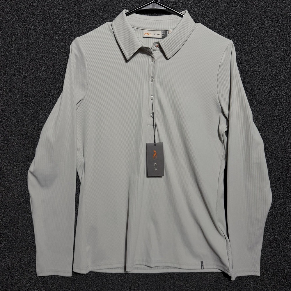 New KJUS Celin Polo Shirt Golf Top Women LARGE L 40 Gray